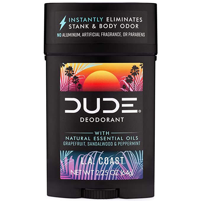 DUDE Natural Deodorant Stick, LA Coast, 2.25 Ounces