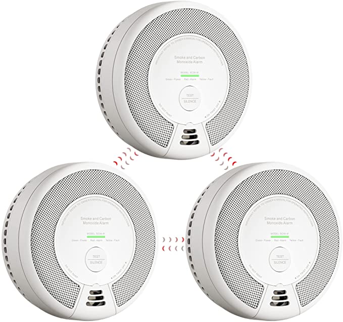 X-Sense Wireless Interlinked Combination Smoke and Carbon Monoxide Alarm, 10-Year Battery Powered Interconnected Fire and CO Detector, SC06-W, Link , 3-Pack