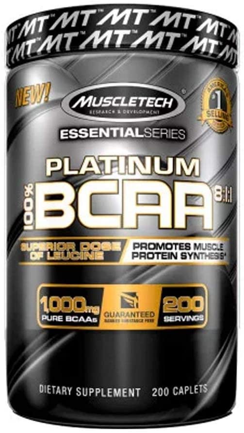 Muscletech Platinum BCAA 8:1:1 Sports Supplement Capsules, 200-Piece