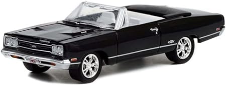 1969 Plymouth GTX 440 Convertible (Lot #1370.1), Black - Greenlight 37250D/48 - 1/64 Scale Diecast Model Toy Car