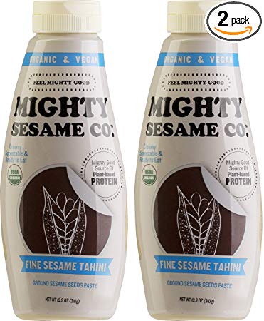Mighty Sesame, Organic, Fine Sesame Tahini, 10.9oz, Squeezable Bottle, Gluten Free, Ready to use! (2 Pack)