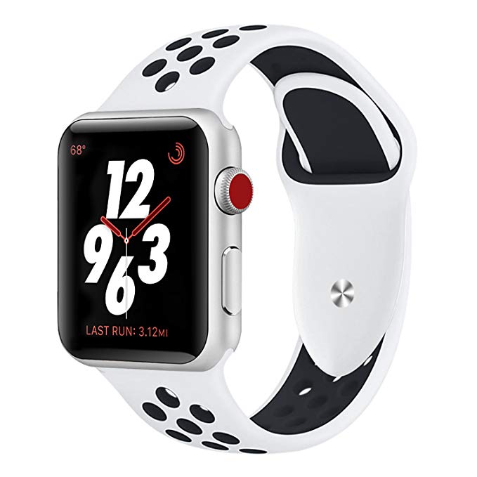 Sport Band Compatible With Apple Watch 42mm 38mm,Soft Silicone Bracelet Replacement Wristbands Compatible Apple Watch Sport Series 3 Series 2 Series 1