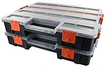 HDX 320034 Interlocking Black Small Parts Organizer for Fasteners and Crafts w/ Removable Dividers (2 Pack)