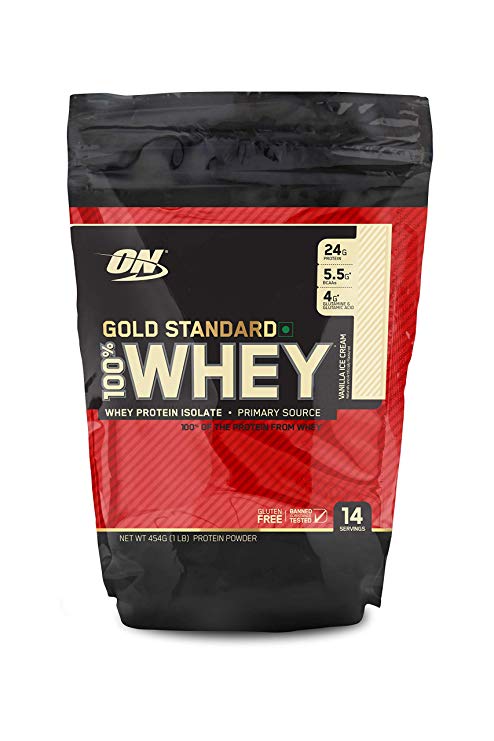 Optimum Nutrition (ON) Gold Standard 100% Whey Protein Powder - 1 lb (Vanilla Ice Cream)