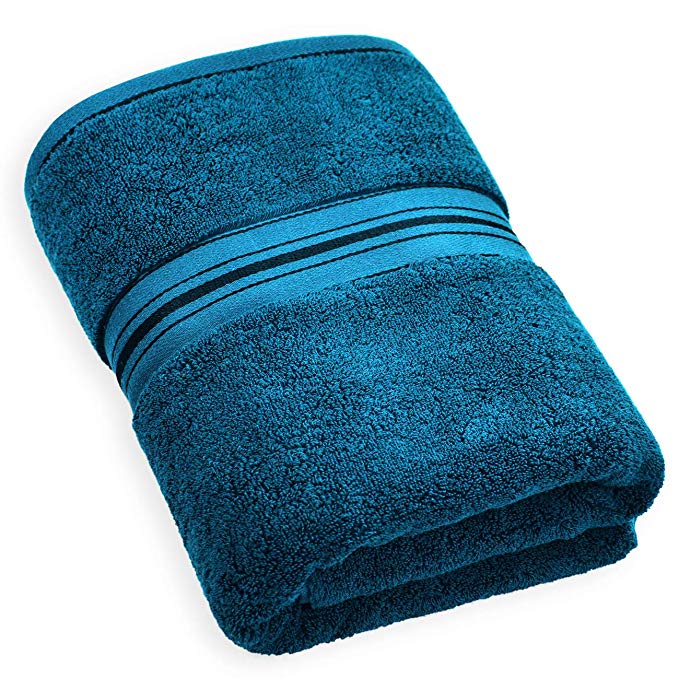 Cleanbear Luxury Bath Towel, 600 GSM, 100% Cotton Towel for Bathroom or Guestroom (27 x 58 Inches, Peacock Blue)