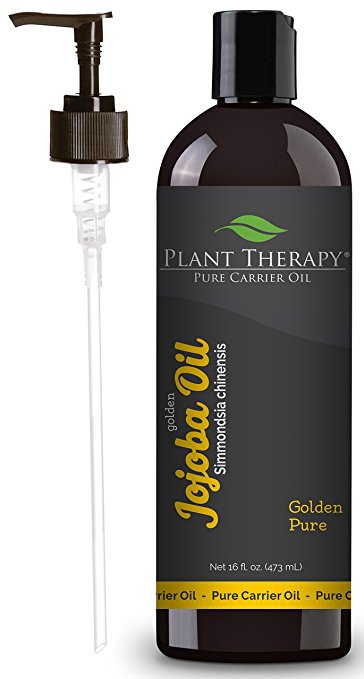 Plant Therapy Jojoba Oil + PUMP. 100% Pure, Cold-Pressed, Natural and GMO-free Moisturizer and Carrier Oil for Essential Oils. 16 Ounce.