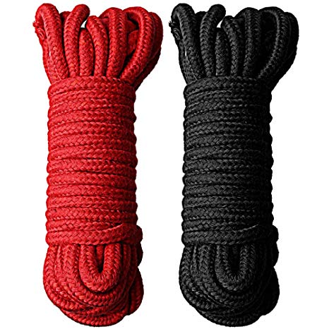 Hugesavings 2 Packs Soft Cotton Rope, 32.8ft Natural Durable Knot Tying Rope Multi-Purpose Rope