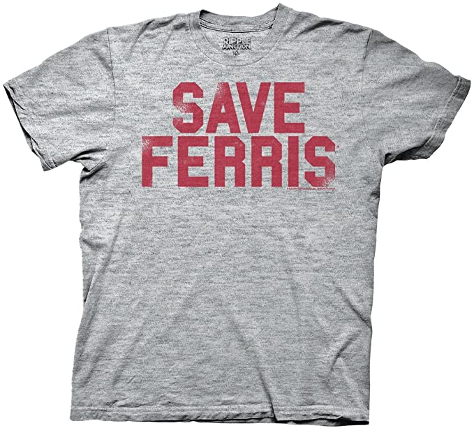 Ripple Junction Ferris Bueller's Day Off Adult Unisex Save Ferris Heavy Weight Crew T-Shirt