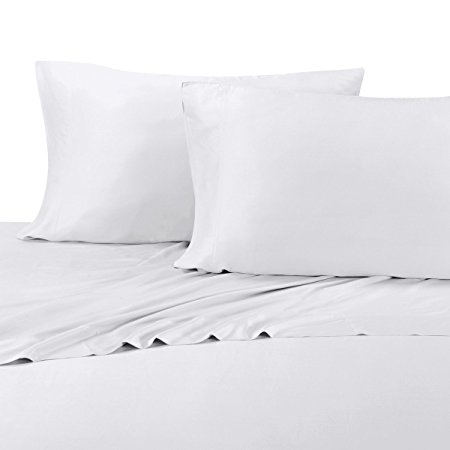 Silky Soft Bamboo Sheets, 600 Thread Count, 100% Viscose from Bamboo Sheet Set, Queen, White