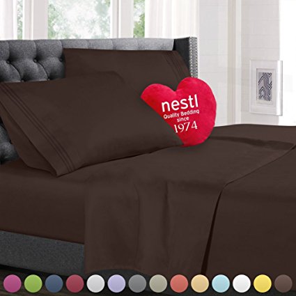 Bed Sheet Bedding Set, 100% Soft Brushed Microfiber with Deep Pocket Fitted Sheet - TWIN XL - CHOCOLATE BROWN - 1800 Luxury Bedding Collection, Hypoallergenic & Wrinkle Free Bedroom Linen Set