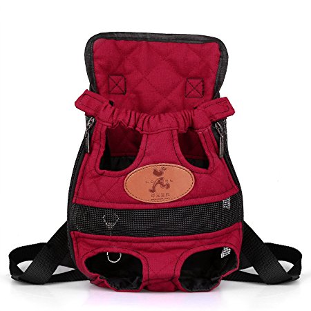Pet Backpack, ALLOMN Front Cat Dog Backpack Legs Out Front Carrier for Small Dogs, Free Your Hands Lightweight and Safe