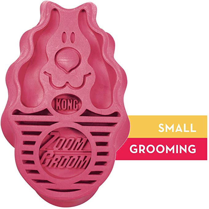 Kong Zoom Groom Rubber Puppy Brush, Small, Pink