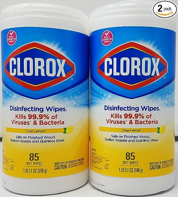 Clorox Disinfecting Wipes Crisp Lemon Scent 85ct Pack of 2 170 Count Total