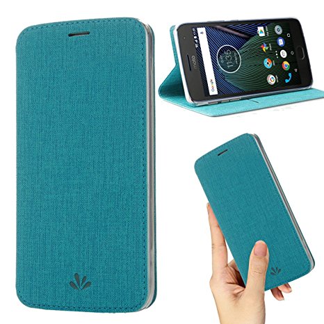 Motorola Moto G5 plus Case,Ultra Slim wallet Folio / Flip Pu Leather With Stand Kickstand Card Holder Magnetic Closure and cover case For Moto G5 plus(blue)