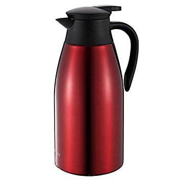 Huskey 68 Oz Stainless Steel Thermal Carafe / Double Walled Vacuum Thermos / 12 Hour Heat Retention / 2 Litre