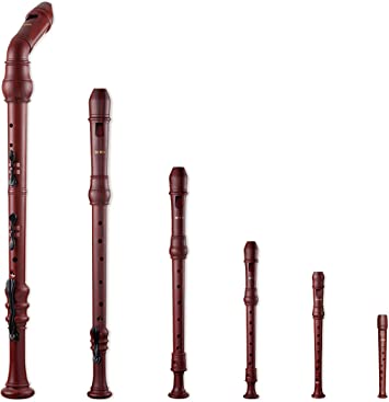 SMARTWOODI Recorder Set of 6 RS-605BW Wood Simulated (Bass, Tenor, Alto, Soprano, Sopranino, & Garklein)