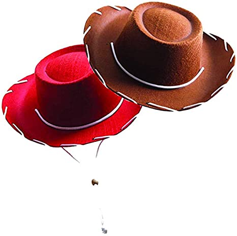 Century Novelty Cowboy Hat Bundle - Brown and Red Childrens Felt Cowboy Hat