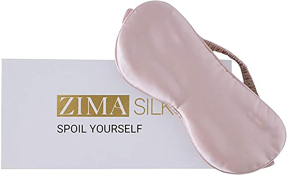 ZIMASILK 100% 22 Momme Pure Mulberry Silk Sleep Mask,Filled with 100% Mulberry Silk，Silk Wrapping Strap- Super Soft & Comfortable Sleep Eye Mask for Sleeping (Light Plum)