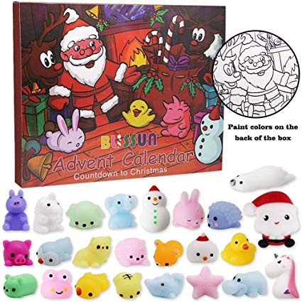 ATDAWN Christmas Countdown Advent Calendar with 24 Squishy Toys