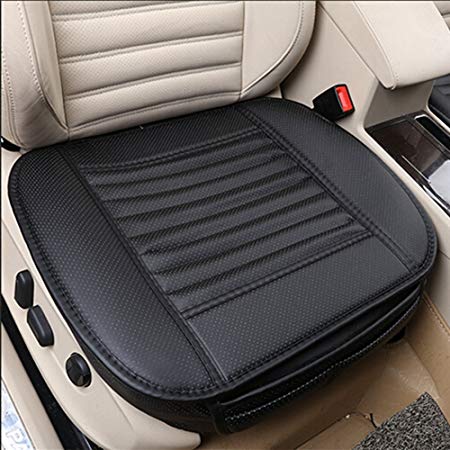 Comfortable and Breathable Four Seasons General Pu Leather Bamboo Charcoal Breathable Car Interior Seat Cushion Cover Pad Mat for Office Chair Auto Car Supplies. (Black)