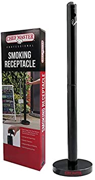 Chef Master 90026 Ash Receptacle, Cigarette Butt Outdoor Receptacle, Push Button for Easier Emptying of Contents, Weighted Base, Weather-Resistant