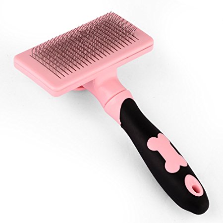 Self Cleaning Slicker Brush CHYING Pet Brush Tools,Removes Tangled Matted Fur and Reduces Shedding Beauty Tools (Pink)