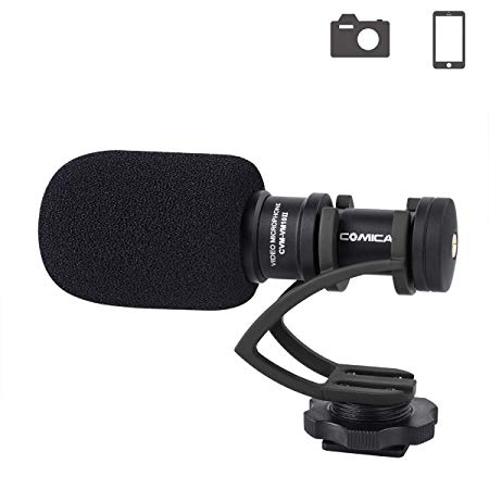 Comica CVM-VM10IIB Camera Microphone Directional Condenser Shotgun Video Microphone for Canon, Nikon, Sony,Panasonic,Olympus DSLR Cameras,Smartphones(with Portable Case)