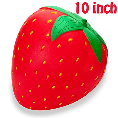 R.HORSE 10 inch Jumbo Squishy Kawaii Cute Strawberry Cream Scented Squishies Slow Rising Kids Toys Doll Stress Relief Toy Hop Props, Decorative Props Large (Jumbo Strawberry)