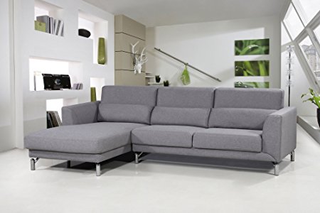 US Pride Furniture Aria Fabric Facing Left Chaise Modern Sectional Sofa Set, Grey