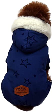 LINGERY Fahsion Buttons Dog Plush Coat Pet Winter Clothes Warm and Soft Hoodied Sweatshirts for Small and Medium Dogs