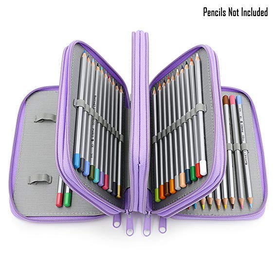 BTSKY® Handy Wareable Oxford Pencil Bag 72 Slots Pencil Organizer (Purple)