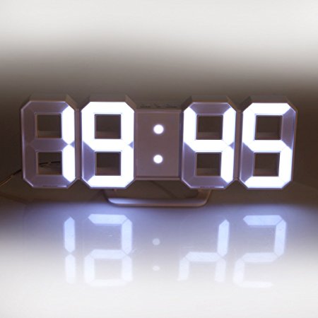 Lily's Home Minimalist LED Clock - Digital Led Desk / Wall Clock (White)