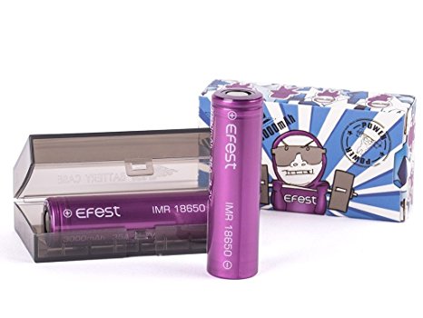 2 EFEST 3000mAh 35A 18650 Flat Top High Drain IMR Rechargeable Battery Purple Tear Resistant Exclusive Bundle