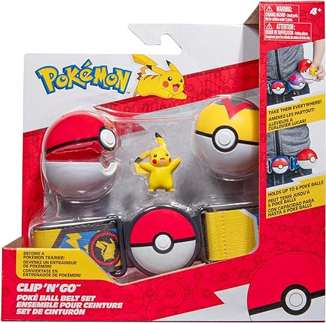 Pokémon Pikachu Clip ‘N’ Go Belt Set - 2-Inch Pikachu Battle Figure with Clip ‘N’ Go Belt plus Poké and Level Ball Accessories