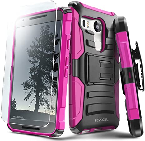 Evocel LG Nexus 5X Case, [Generation Series] Belt Clip Holster, Kickstand, HD Screen Protector, Dual Layer for LG Nexus 5X H790 (2015 Release), Pink (EVO-LGNX5X-AB205)