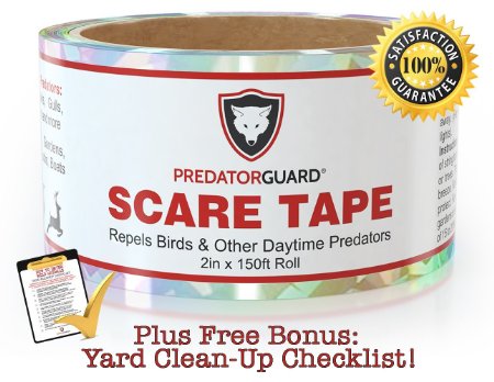 BEST Bird Repellent Scare Tape   FREE BONUS - Repels Birds & Daytime Predators - Huge 150 Ft. Roll