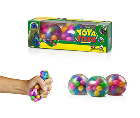 DNA Stress Ball by YoYa Toys- 3 Pack- Squeezing Stress Relief Ball- For Kids & Adults- Stress Squishy Toys For Autism, ADHD, Bad Habits & More- Risk-Free Sensory Rubber Ball