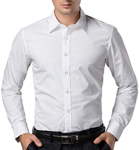 PAUL JONES Men's Business Casual Long Sleeves Dress Shirts