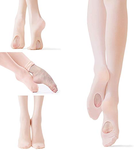 Berabo 3 Pairs Ballet Tights for Girls - Ultra Soft Convertible Pink Dance Tights (Toddler/Girls/Women)
