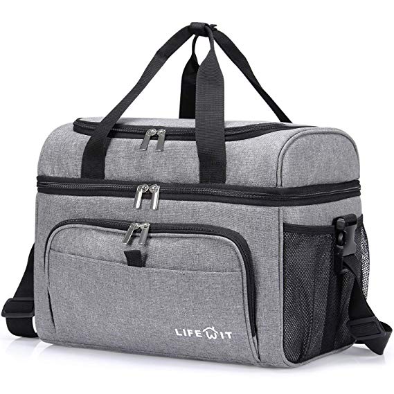 Lifewit Insulated 36-Can Cooler Bag, 23L Double Decker Soft Cooler Soft-Sided Cooling Bag for Beach/Picnic/Sports, Grey