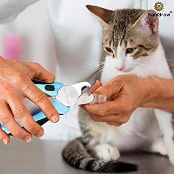 Vet approved Pet Nail Clipper & Trimmer by SunGrow: 5 minutes to professional pet grooming: Heavy-duty non-slip handle : Razor sharp blade for clean cut: Safety guard to prevent nail over-cutting