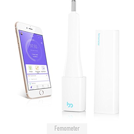Femometer Women's Gift Ovulation Predictor Kit – Bluetooth Basal Body Thermometer (for iOS and Android) Digital Oral Fertility Thermometer for Ovulation Tracking and Period Management White