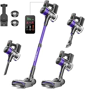 FABULETTA Cordless Vacuum Cleaner, 38Kpa Vacuum Cleaners for Home with 500W Brushless Motor, 6 in 1 Lightweight Stick Vacuum Up to 55 Mins Runtime, Great for Pet Hair/Carpet/Hard Floor, Deep Purple