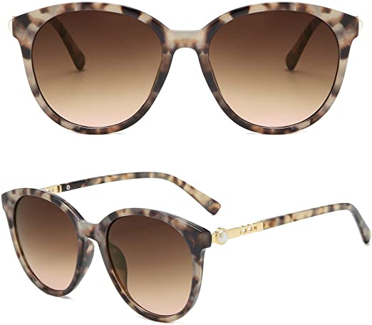 AMOMOMA Vintage Oversized Round Sunglasses for Women UV Protection Fashion Outdoor Shades Plastic Frame AM2034