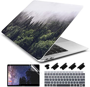 Dongke for MacBook Air 13 Inch Case 2020 2019 2018 Release A1932 Frosted Rubberized Matte Hard Shell Cover for MacBook Air 13 with Retina Display and Touch ID Forest