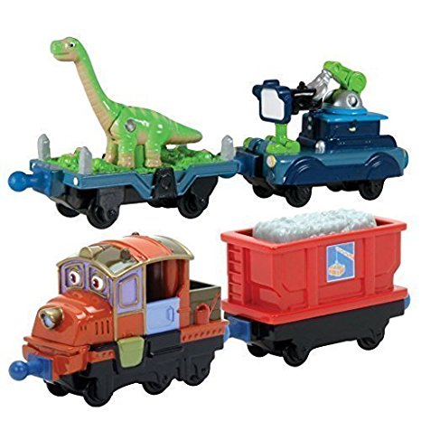 Chuggington StackTrack Duo Value Pack Die Cast Toy Train Set Includes Dinosaur & Camera and Hodge & Hopper Cars by Power Brand