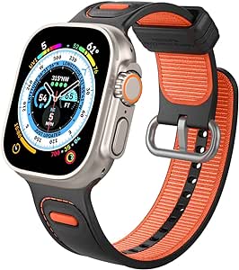 Caseology Athlex Band Breathable hybrid Silicone structure for Apple Watch Band for Apple Watch Ultra (49mm), Series 8/7 (45mm), Series SE2/6/SE/5/4 (44mm) Solo Loop Band Strap - Active Orange