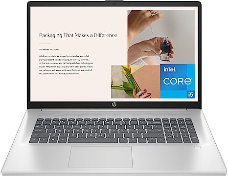 HP 17 inch Laptop, HD  Display, 12th Generation Intel Core i5-1235U, 8 GB RAM, 512 GB SSD, Intel Iris Xe Graphics, Windows 11 Home, 17-cn2099nr (2023)