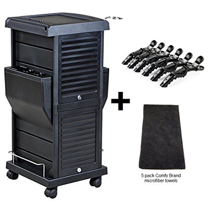 Icarus "Taranto" Lockable Rollabout Trolley with Appliance Holder with Croc Clips and Towel Package