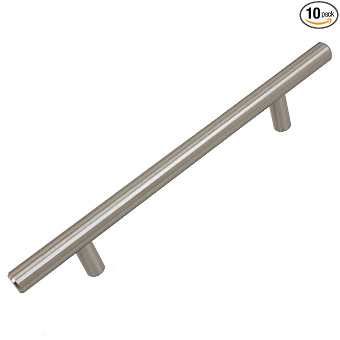 GlideRite Hardware 5008-128-SS-10 5 inch Cc Stainless Steel 8 inch Long Solid Handle bar Pulls 10 Pack